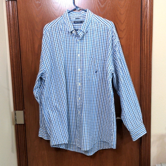 Nautica Other - Nautica Men's Blue Plaid Long Sleeve Button-Down Shirt Size XXL